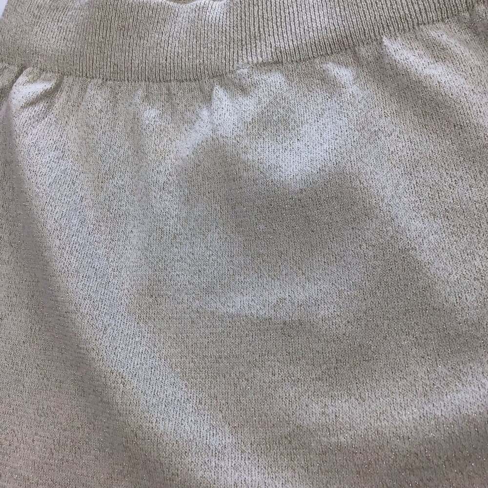 Anthropologie Metallic Knit Midi Skirt Large Cream Gold Side Slits Elegant NWT - Picture 4 of 9